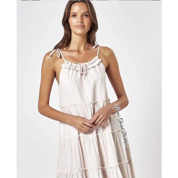 NWT, Anthropologie  Senorita Gingham Ruffled Maxi Dress - Picture 6 of 16